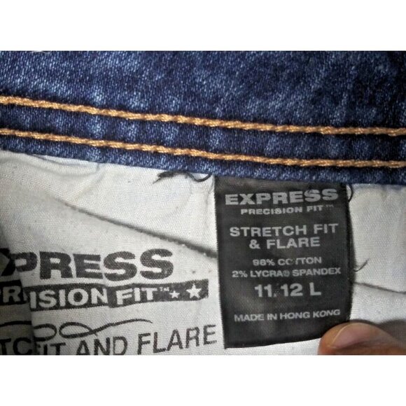 Express Womens Jeans Precision Fit Hipster Flare Blue 11/12 ankle stretch EUC - Picture 9 of 9